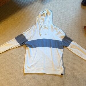 Faherty Men's Blue and Cream Hoodie Shirt Large